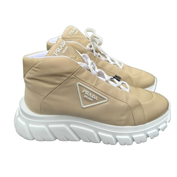NWB PRADA***Nylon Lace-Up Mid-Top Sneakers****EU 39.5 US 9.5 $1020 - Picture 3 of 11